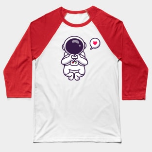 Cute Astronaut Flying With Love Sign Hand Baseball T-Shirt